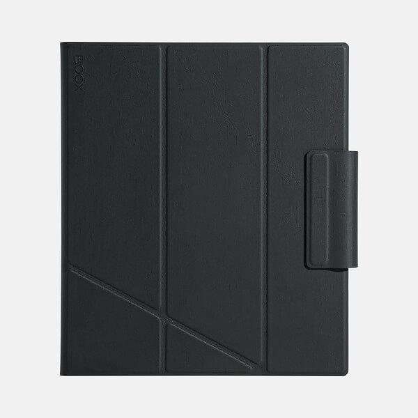 Copy Electronic vam predstavlja Boox navlaku zaštitnu Magnetic za Note Air3 i Note Air3 C 10.3″, OBMCA3C103. Na fotografiji je prikazano zatovrena zastitna navlaka, koja je crne boje