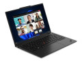 Copy electronica vam predstavlja Laptop LENOVO ThinkPad X1 Carbon U7 14" OLED 32GB, 1T SSD, Win11Pro, 3y [21KC006GSC]. Na fotografiji je crni laptop koji je otvoren pod kutom od 90 stupnjeva. vidi se prednja strana, ali je laptop malo zakrenut u lijevu stranu. Na ekranu je slika razgovora 6 ljudi preko teems aplikacije