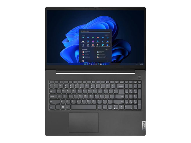 Copy electronic vam predstavlja Laptop LENOVO V15 G4 R3 7320U 15.6" 16GB, 512GB, FHD, Free dos [82YU0100SC]. Na fotografiji je crni laptop koji je otvoren pod kutom od 180 stupnjeva. Vidi se prednja strana