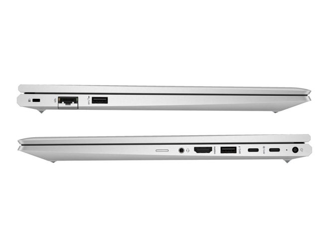 Copy Electronic vam predstavlja Laptop HP ProBook 450 G10 i5-1335U 15.6i 16/1TB [9G215ET#BED]. Na fotografiji su dva zaklopljena laptopa postavljena jedan ispod drugog. Jedan je okrenut tako da se vidi desna bočna strana a kod drugog se vidi lijeva bočna strana. Na tim bočnim stranama su svi izlazi koje laptop ima