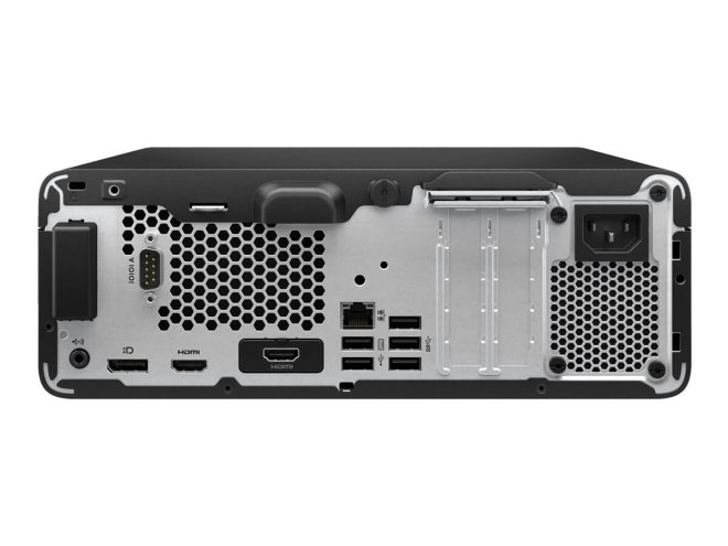 Copy Electronic vam predstavlja HP P SFF 400 G9 i7-14700 16/512GB Win11Pro [99P85ET#BED]. Na slici je kućište ali je prikazano stražnja strana. Gdje se vide ulazi za usb, hdmi, LAN, napajanje, vga, DP. Stražnji dio je srebrne boje.