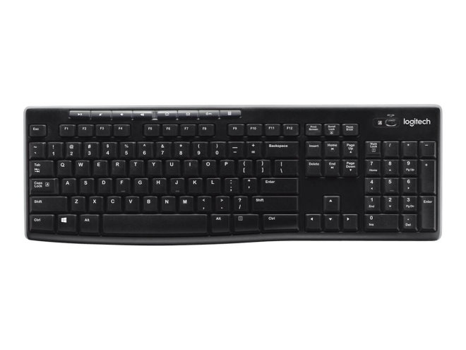 Copy Electronic vam predstavlja tipkovnicu Logitech K270 Wireless (HR)(P) [920-003738]. Na fotografiji je crna tipkovnica iz ptiičije perspektive.