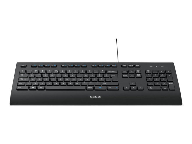 Copy Electronic vam predstavlja tipkovnicu Logitech K280e corded USB black (HR) [920-005217]. Na fotografiji je crna tipkovnica. Prikazana je cijela tipkovnica prednje strtana