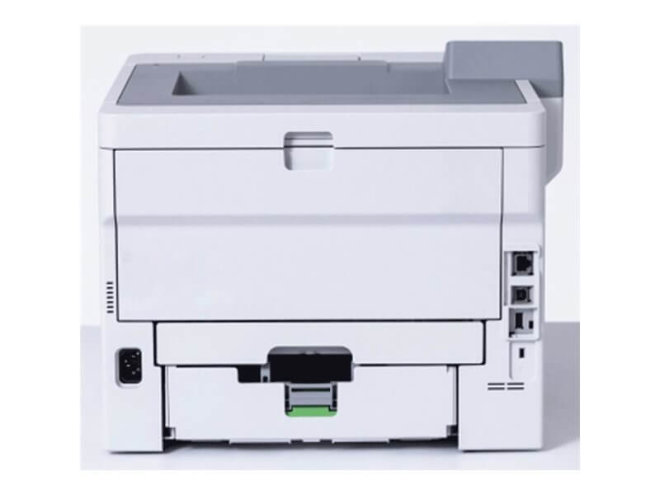 Copy electronic vam predstavlja Printer BROTHER HL-L6410DN Mono B/W, duplex, LAN [HLL6410DNRE1]. Na fotografiji je svijetlo sivi printer. Vidi se stražnja strana uređaja