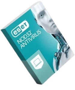 Copy Electroni vam predstavlja Antivirusni program ESET NOD32. Na fotografiji je kutija zelenkaste boje. Vidi se prednja strana na kojoj je naziv proizvoda. Kutija je nakrivljena na lijevu stranu.