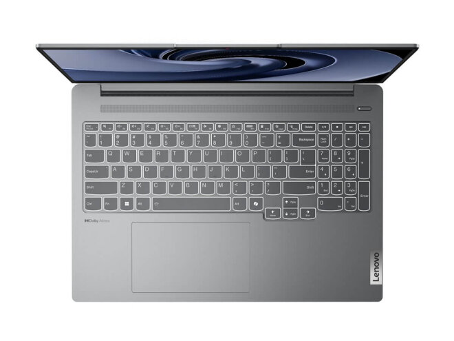 Copy electronic vam predstavlja Laptop LENOVO IdeaPad 5 Pro U5 125H 16" 16GB, 1TB, RTX 3050 6GB, [83D4006RSC]. Na fotografiji je slika tipkovnice koja ima pozadinsko osvjetljenje. Laptop je otovren pod kutom od 90 stupnjeva