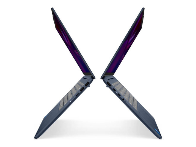 Copy electronic vam predstavlja Laptop LENOVO IdeaPad Slim 5 14IRH10 i5-13420H 14", 24GB, 1T, Free dos [83HR004KSC]. Na fotografiji su dva laptopa koja su otvrena po kutom od 90 stupnjeva. Postavljena su tako da se na jednom vidi desna bočna strana a na drugom se vidi lijeva bočna strana.