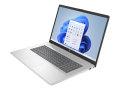 Copy Electronic vam predstavlja Laptop HP 17 cn3028nm i5-1334U 17.3" 16GB, 512GB, Win11H [9N4E9EA#BED]. Na fotografiji je srebrni laptop, koji je otovren pod kutom od 90 stupnjeva. Vidi se prednja strana, laptop je malo zakrenut u desnu stranu. Ima crnu tipkovnicu, na ekranu je plava pozadina.