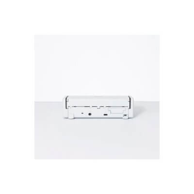 Copy electronic vam predstavlj Skener Brother ADS-1800W, mobilni, Scan to Email/SMB/Cloud, A4 format. Na fotografiji je bijeli skener, vidi se stražnja strana