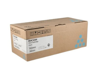 Copy electronic vam predstavlja Toner Ricoh/Nashuatech IM C375, Cyan, cca 10 500 ispisa, Original. Na fotografiji je smeđa kutija od tonera, Na njoj je plavi znak u boliku krugova.