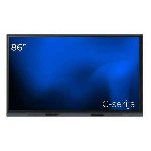Copy electronic vam predstavlja Interaktivni ekran Helgi HC8620M. Na fotografiji je crni ekran sa plavom pozadinom na ekranu.