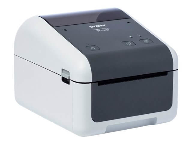 Copy electronic vam predstavlja Printer BROTHER TD-4420DN Label direct thermal, LAN [TD4420DNXX1]. Na fotografiji je crno bijeli printer. Vidi se prednja strana i dio lijeve bočne strane. Printer je malo zakrenut u desnu stranu