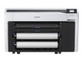 Copy electronic vam predstavlja Ploter EPSON SC-T5700D 36" Dual Roll PS, color, InkJet, WiFi, LAN, [C11CH81301A0]. Na fotografiji je bijeli ploter, vidi se prednja strana. Sa desne strane se nalazi display u boji. A sa prednje strane se nalaze dva valjka za papir.