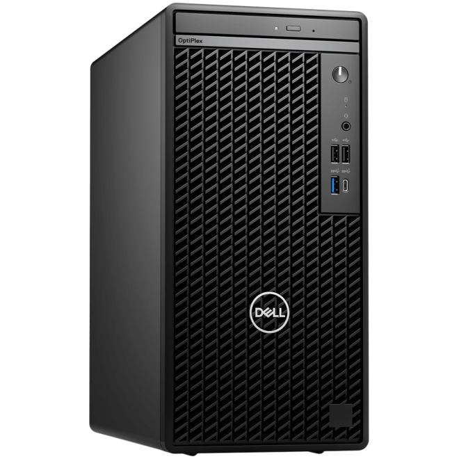 Copy electronic vam predstavlja Stolno računalo Dell OptiPlex 7020 MT, i5-14500, 16GB DDR5, SSD 512GB, 180W, ddrw, Win11Pro, miš/tip, 3god. Na fotografiji je crno kućište, vidi se prednja strana.