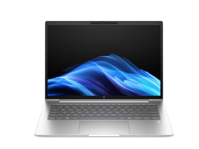 Copy electronic vam predstavlja Laptop HP ProBook 4 G1a R5 220 16" 16GB, SSD512GB, Win11P [B9YK9ET#BED]. Na fotografiji je srebrni laptop koji je otvoren pod kutom od 90 stupnjeva. Vidi se prednja strana. Ima crnu tipkovnicu i na ekranu je crnoplava pozadina