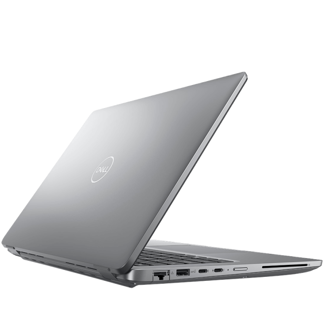 Copy electronic vam predstavlja Laptop Dell Mobile Precision 3490,14", FHD, Core Ultra 7 155H, 16GB, SSD1T, RTX 500 4GB, Win11Pro, 36mj. Laptop je otovren pod kutom od 45 stupnjeva. Okrenut je tako da se vidi lijeva bočna strana, dio crne tipkovnice i stražnji dio poklopca. Laptop je srebrne boje.