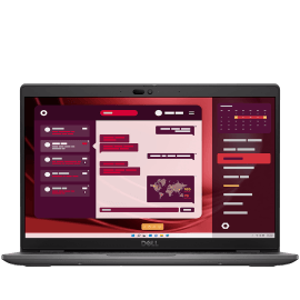 Copy electronic vam predstavlja Laptop Dell Latitude 3450, 14" FHD, i7-1355U, 16GB, SSD512GB, WiFi, LAn, Bluetooth, Win11Pro, 36mj. Na fotografiji je crni laptop koji je otvoren pod kutom od 90 stupnjeva. Vidi se prednja strana ekrana.