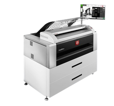 Copy electronic vam predstavlja Printer Multifunkcijski Rowe DocuPress i6, široki format, 6m/min, LAN. Na fotografiji su spojena dva uređaja.