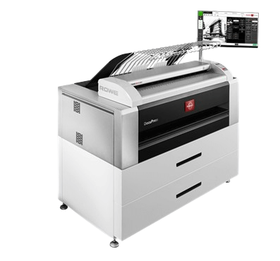 Copy electronic vam predstavlja Printer Multifunkcijski Rowe DocuPress i8/i8L, široki format, 8m/min, LAN. Na fotografiji su spojena dva uređaja, printer i skener