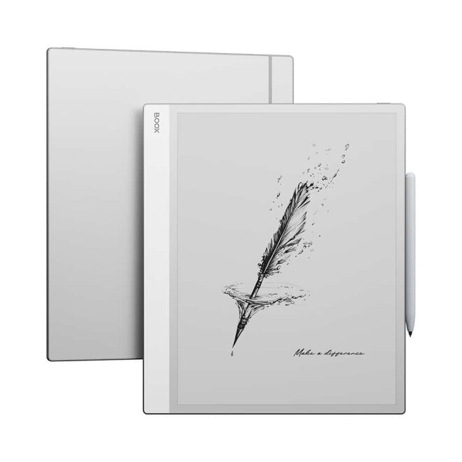 Copy electronic vam predstavlja Tablet Onyx Boox Max 13.3″ ePaper tablet, OBNM133. Na fotografiji su dva tableta, jedan pored drugog ali tako da se na jednom vidi prednja strana a na drugom stražnja strana. Tableti su bijele boje