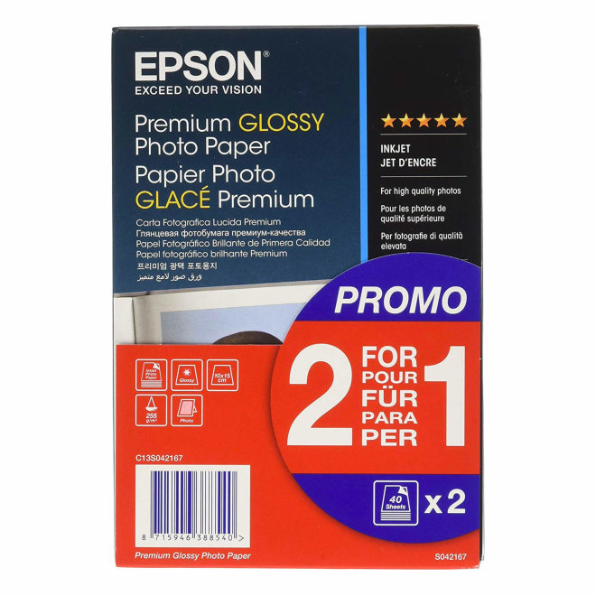 Epson Premium Glossy Photo Paper, 10x15cm, 2 x 40 listova [C13S042167]