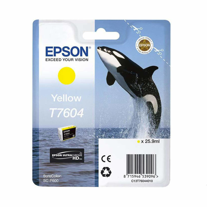 Epson tinta T7604 Yellow, 25,9 ml, Original [C13T76044010]