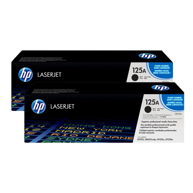 HP 125A 2-pack Black Original LaserJet Toner Cartridges [CB540AD]