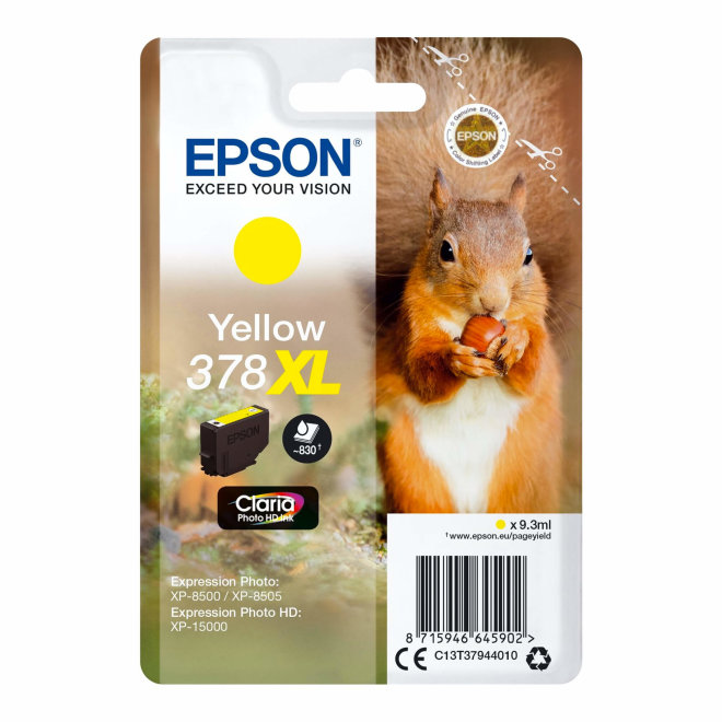 Epson 378 Claria Photo HD Ink Series, Yellow, 9,3 ml, Original [C13T37944020]