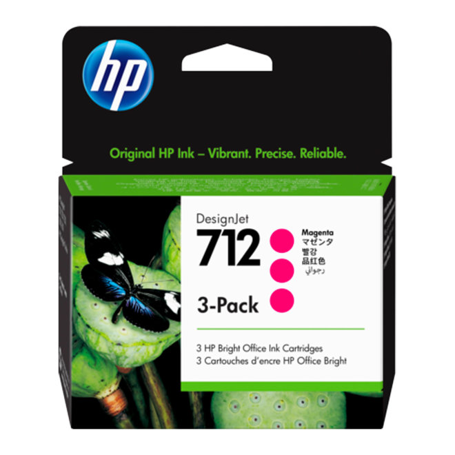 HP 712 3-Pack 29-ml Magenta DesignJet Ink Cartridge, tinta, Original [3ED78A]