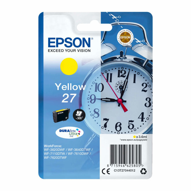 Epson Singlepack Yellow 27 DURABrite Ultra Ink, tinta, Original [C13T27044012]