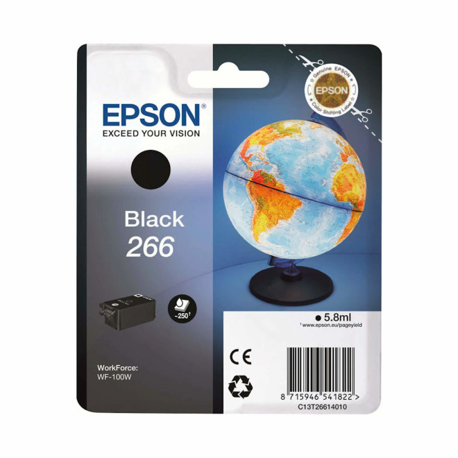 Epson Singlepack Black 266 ink cartridge, tinta, Original [C13T26614010]