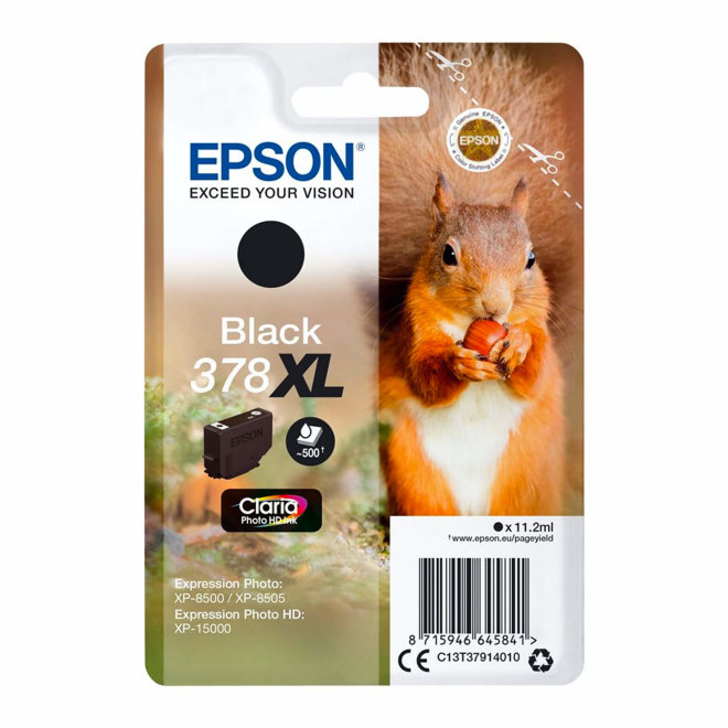 Epson Singlepack Black 378XL Claria Photo HD Ink, tinta, Original [C13T37914020]
