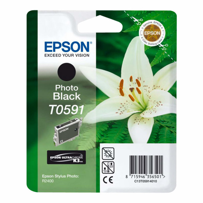 Epson Singlepack Photo Black T0591 Ultra Chrome K3, tinta, Original [C13T05914010]
