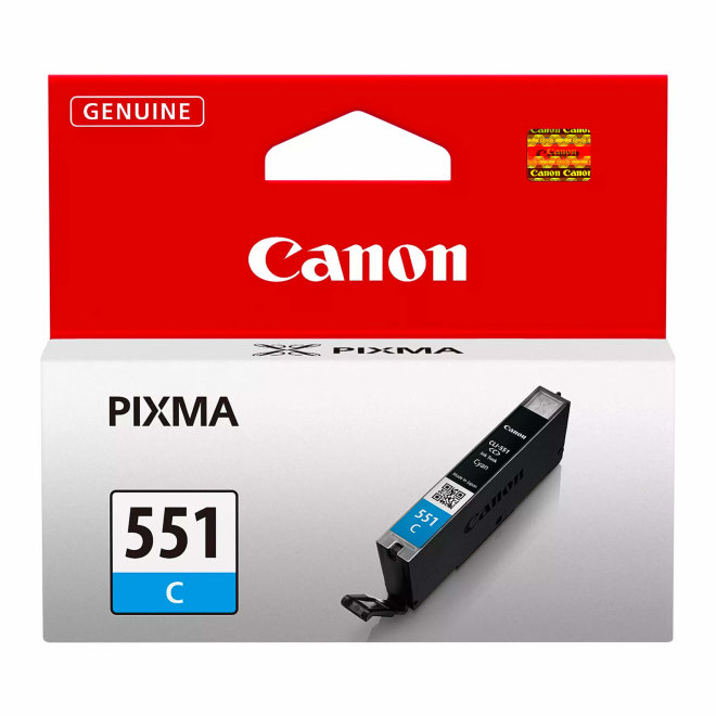 Canon CLI-551C Cyan Ink Cartridge, Tinta, do 304 A4 stranice, Original [6509B001]