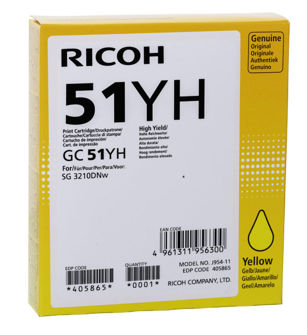Ricoh GC51HY Yellow, Toner, Gel, do 2.500 ispisa, Original [405865]