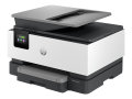 Copy elcteonic vam predstavlja Printer HP OfficeJet Pro 9120e Multifunkcijski InkJet. Na fotografiji je crno bijeli printer, vidi se prednja strana. Malo je zakrenut u lijevu stranu. Sa lijeve strane printera je display u boji.