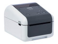 Copy electronic vam predstavlja Printer za neljepnice BROTHER Label TD4410D. Na fotografiji crno bijeli printer, dimanzija 18cm-22,4cm-15,5cm. Malo je zakrenut u desnu stranu. Sa gornje strane su upravljački gumbi.