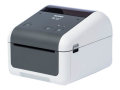Copy electronic vam predstavlja Printer za neljepnice BROTHER Label TD4410D. Na fotografiji crno bijeli printer, dimanzija 18cm-22,4cm-15,5cm. Malo je zakrenut u lijevu stranu. Sa gornje strane su upravljački gumbi.